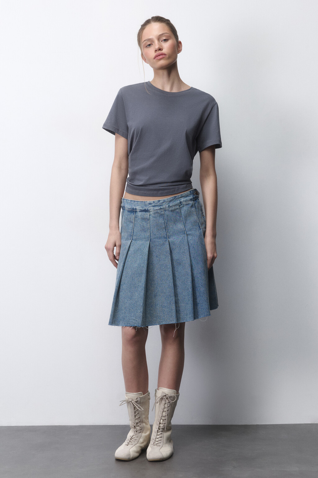 Футболка TSHIRT прямая базовая из хлопка - цвет серый - 4