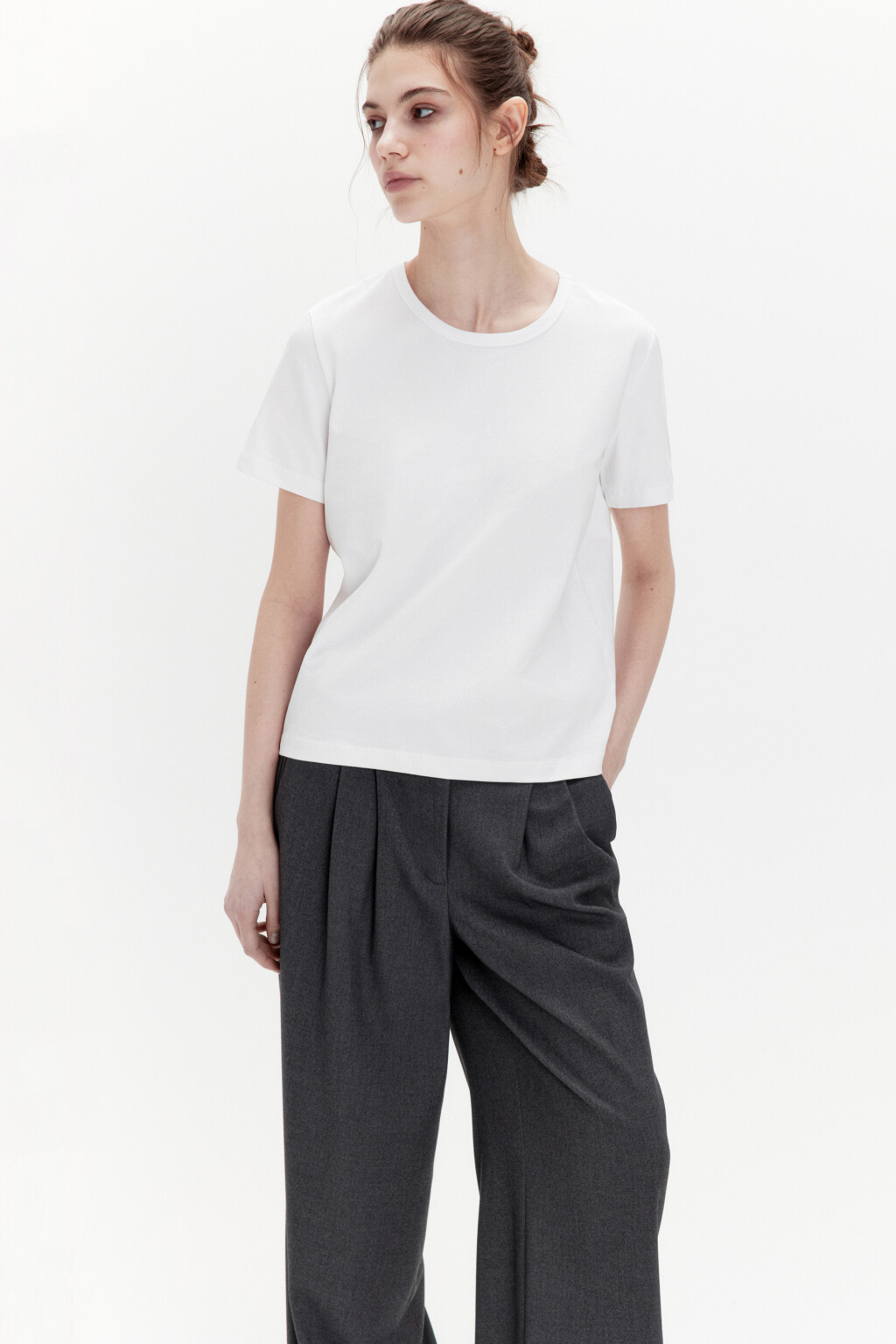 Футболка TTOP хлопковая базовая - цвет белый - 2