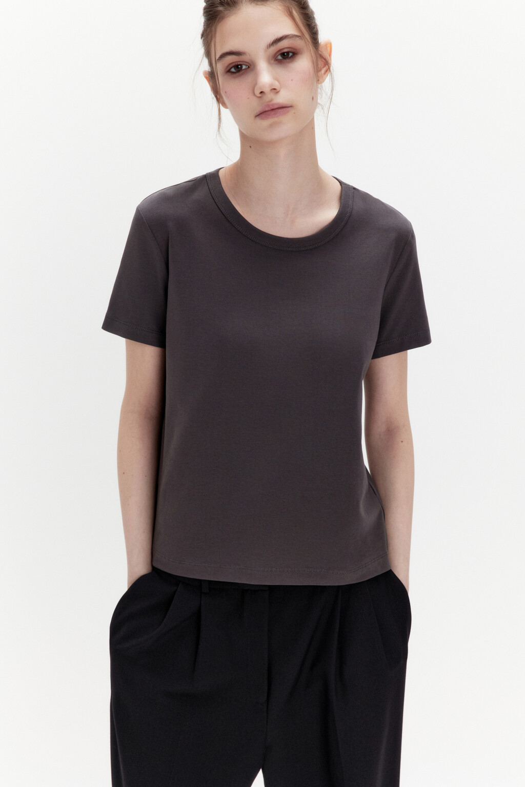 Футболка TTOP базовая из хлопка - цвет серый - 2