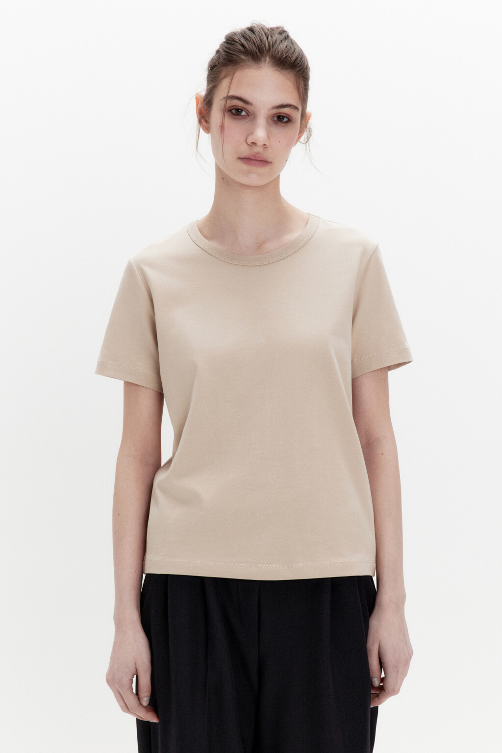 Футболка TTOP базовая из хлопка - цвет бежевый - 2