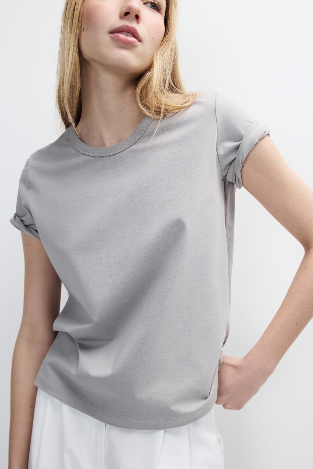 Футболка TTOP базовая из хлопка - цвет серый - 1