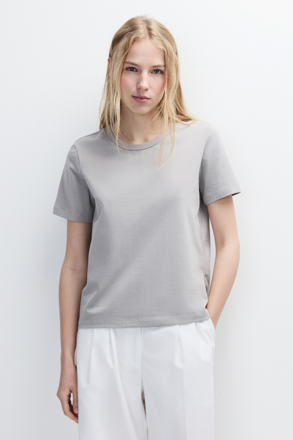 Футболка TTOP базовая из хлопка - цвет серый - 2