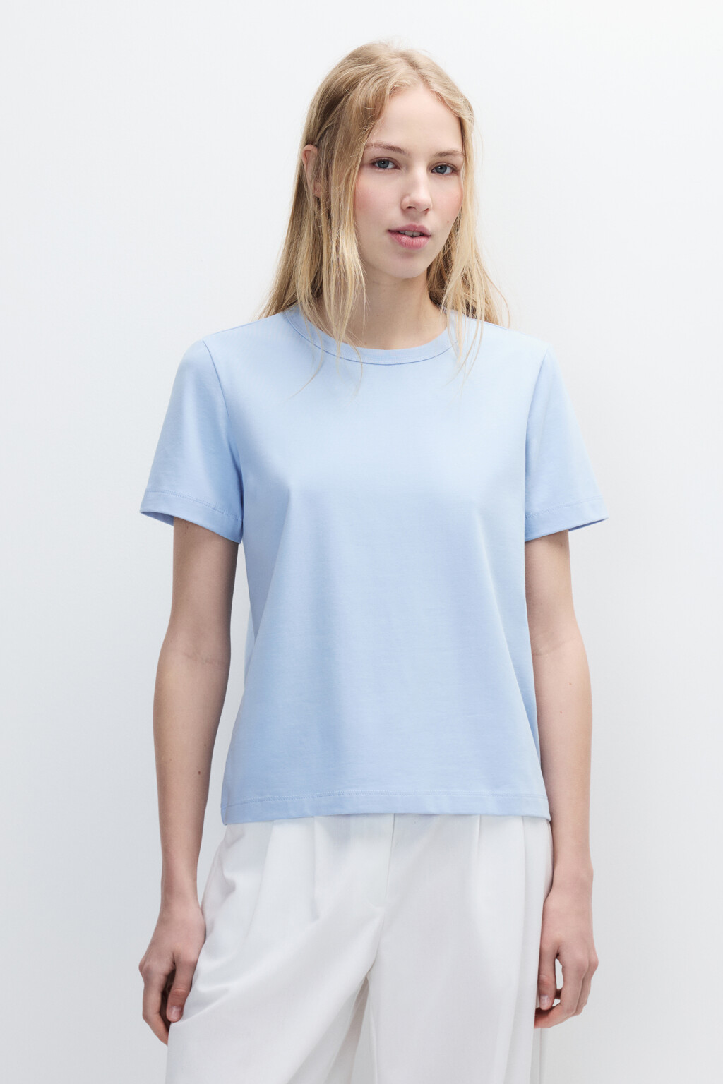 Футболка TTOP базовая из хлопка - цвет голубой - 2