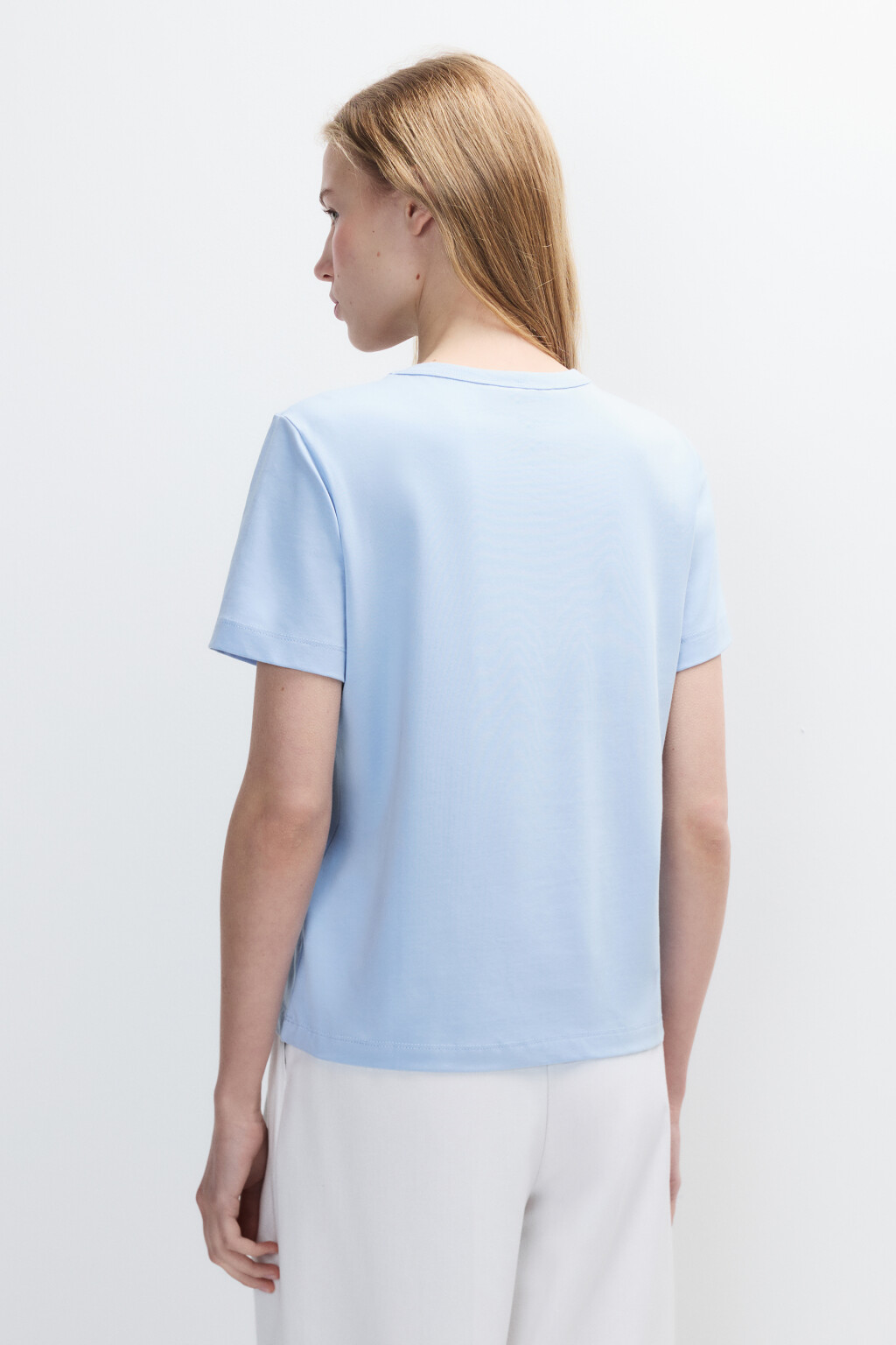 Футболка TTOP базовая из хлопка - цвет голубой - 3