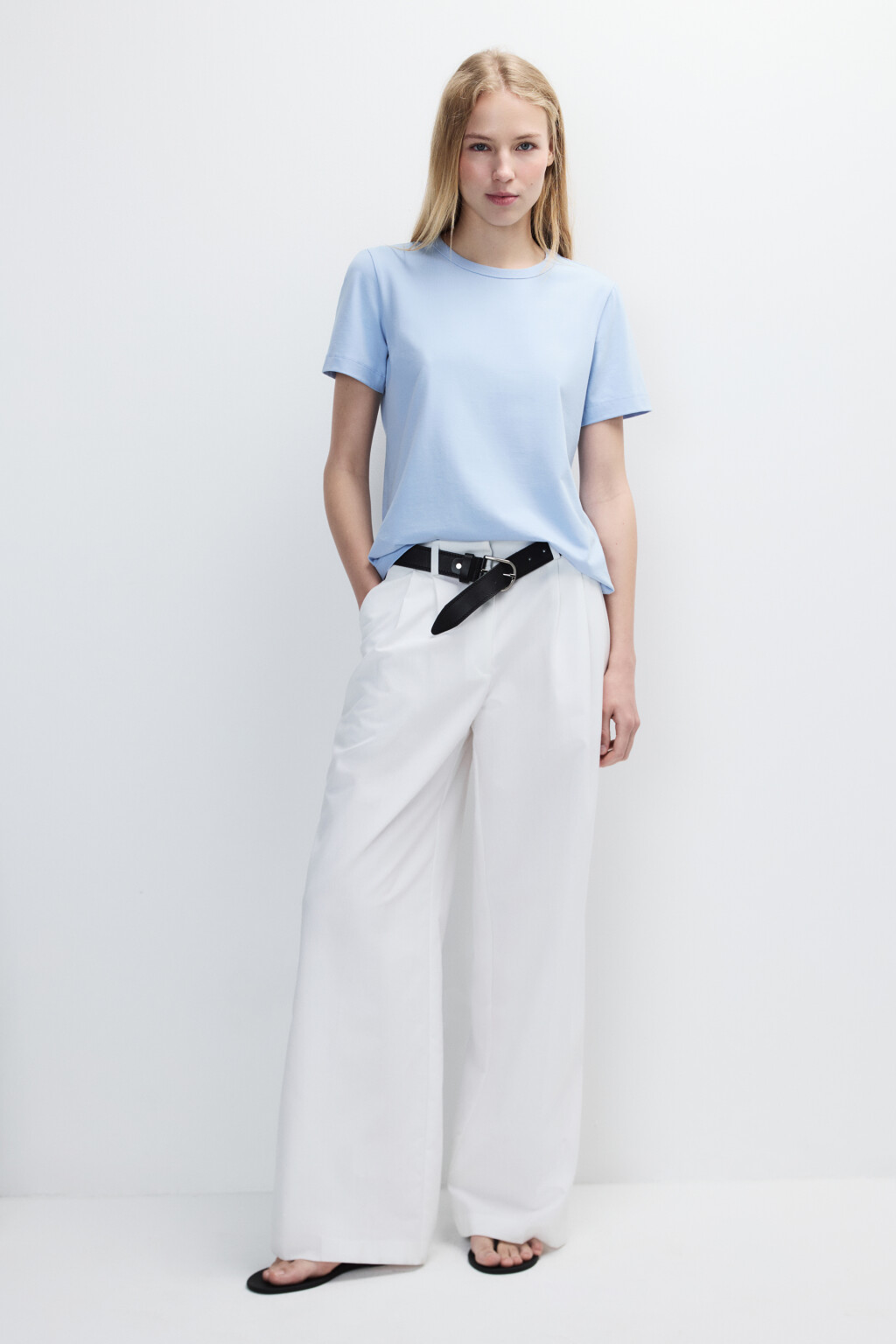 Футболка TTOP базовая из хлопка - цвет голубой - 4