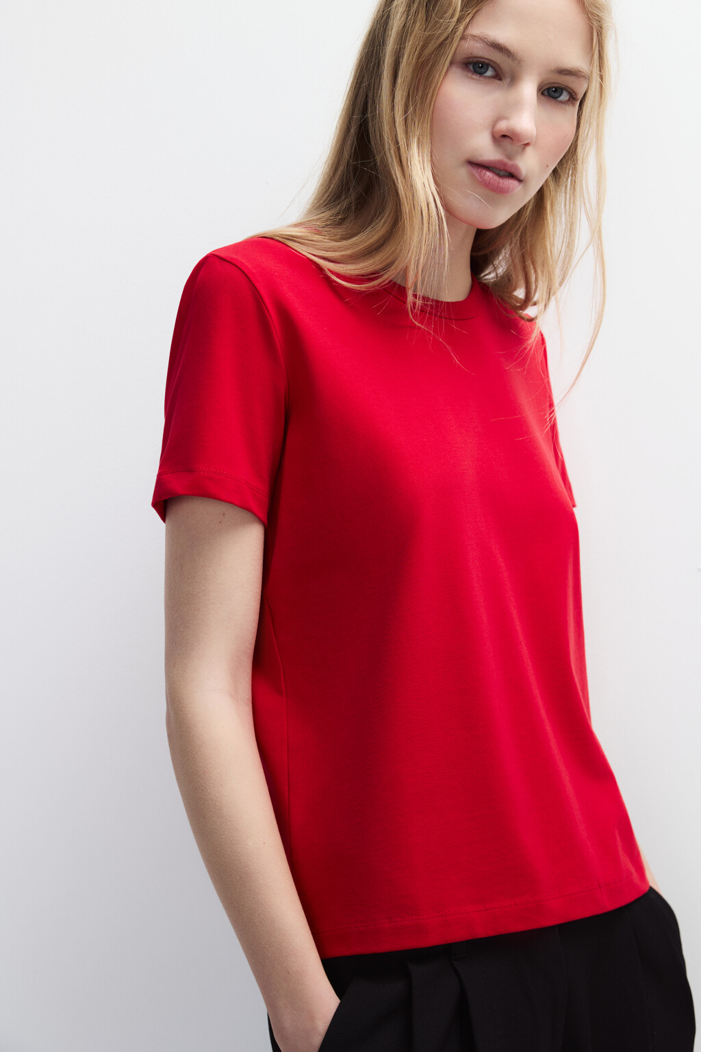 Футболка TTOP базовая из хлопка - цвет красный - 1