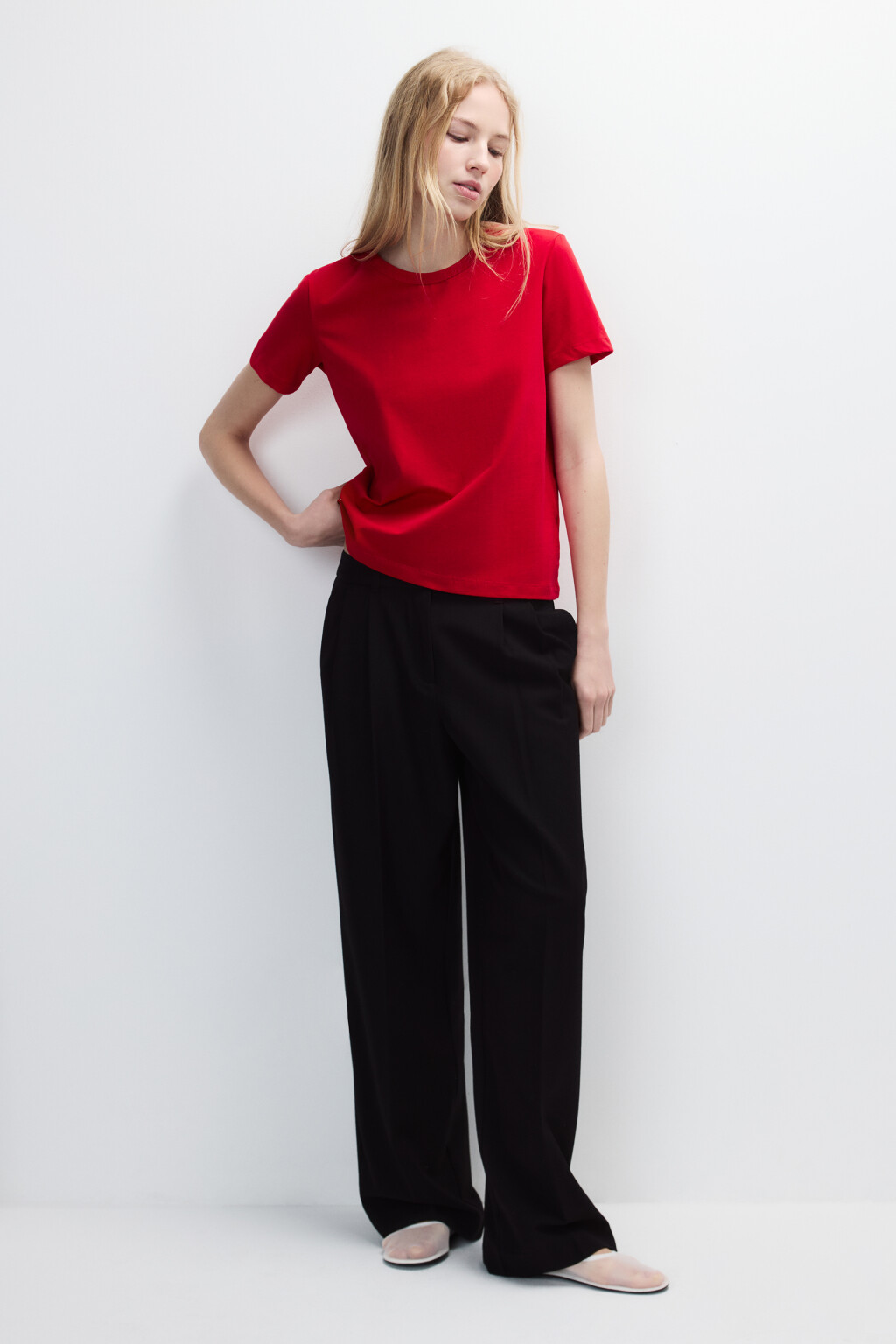 Футболка TTOP базовая из хлопка - цвет красный - 4