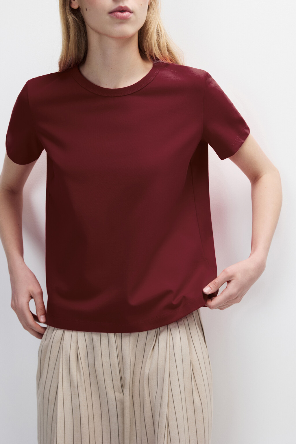 Футболка TTOP базовая из хлопка - цвет бордовый - 1