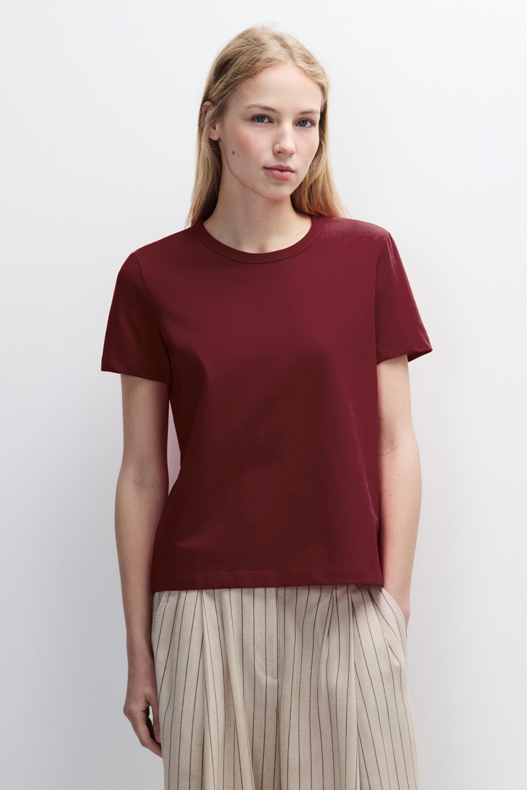Футболка TTOP базовая из хлопка - цвет бордовый - 2