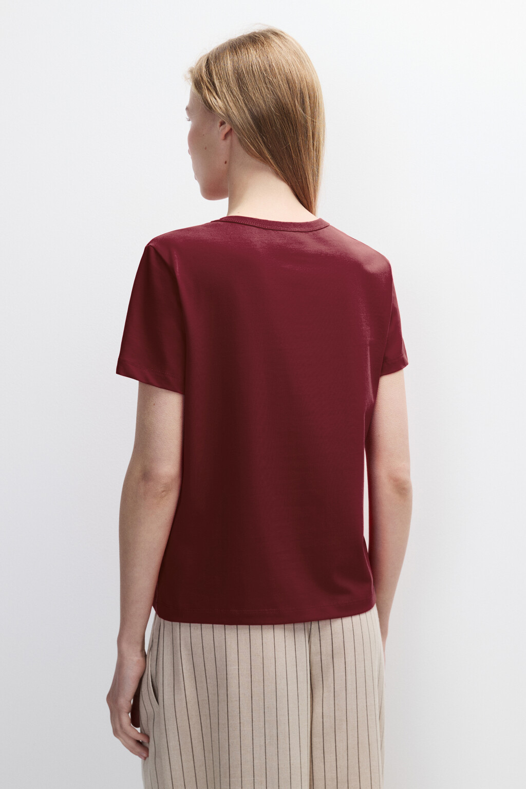 Футболка TTOP базовая из хлопка - цвет бордовый - 3