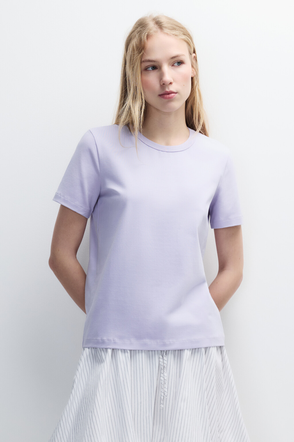 Футболка TTOP базовая из хлопка - цвет сиреневый - 2