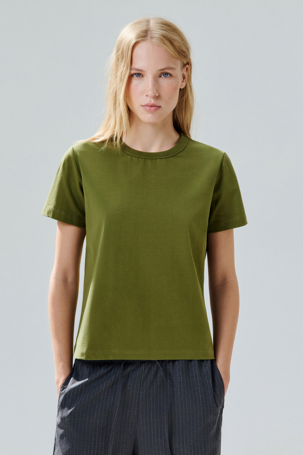 Футболка TTOP базовая из хлопка - цвет зеленый - 2