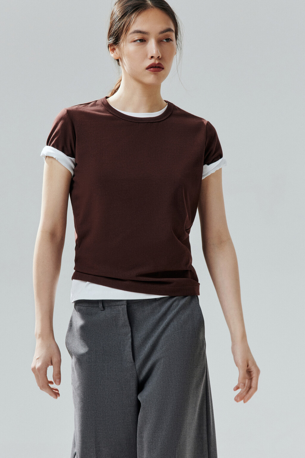 Футболка TTOP базовая из хлопка - цвет коричневый - 1