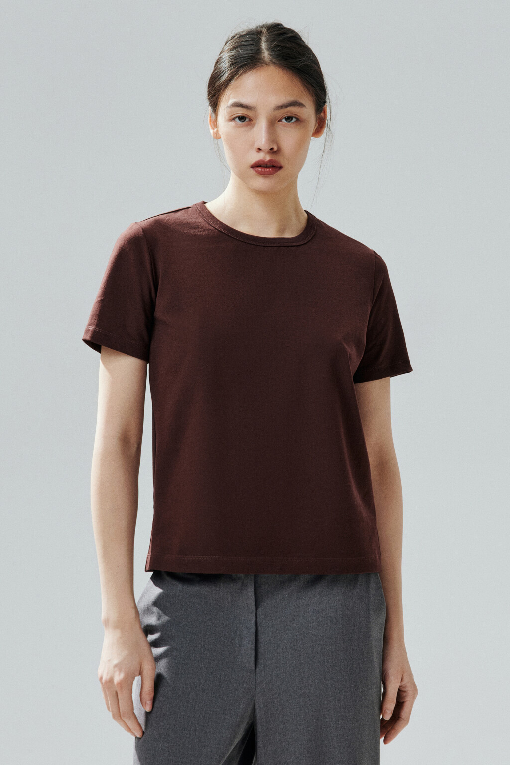 Футболка TTOP базовая из хлопка - цвет коричневый - 2