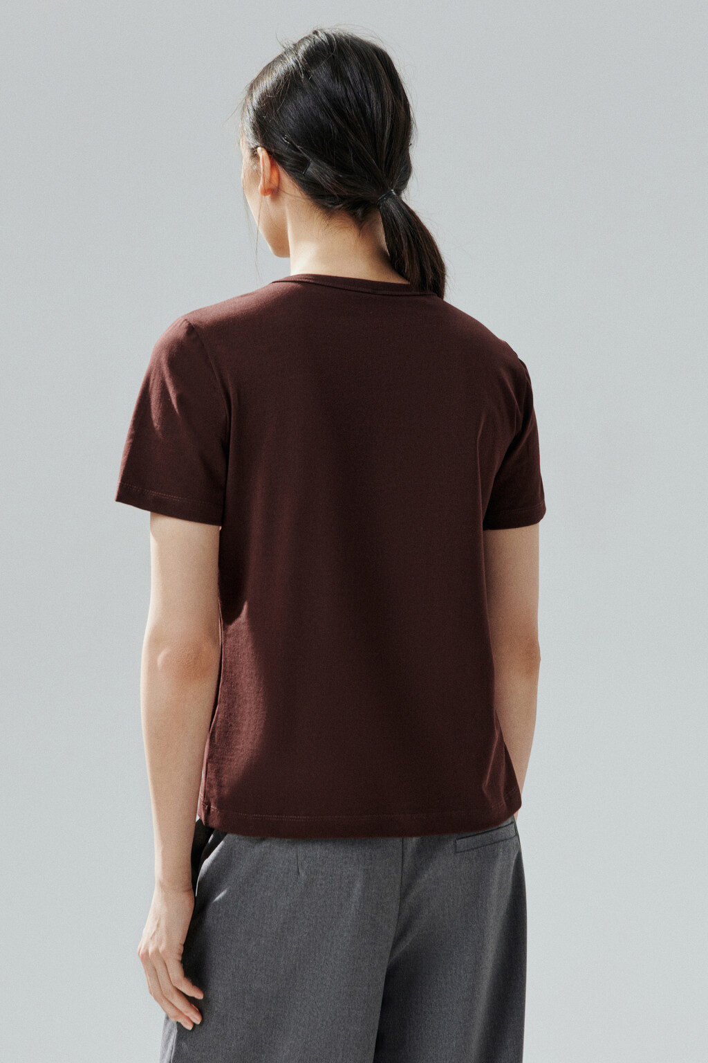 Футболка TTOP базовая из хлопка - цвет коричневый - 3