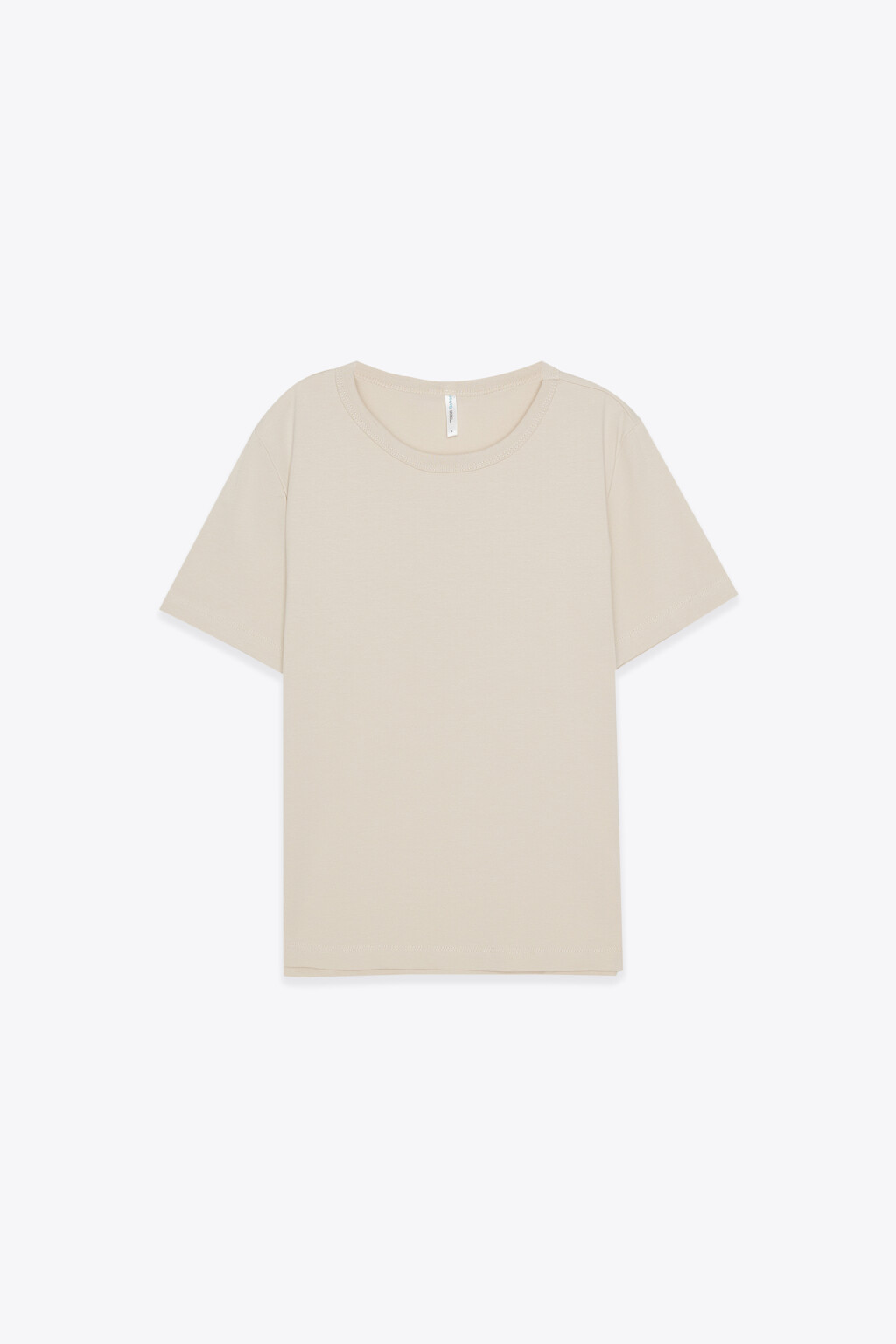 Футболка прямая базовая из хлопка - цвет бежевый - 1