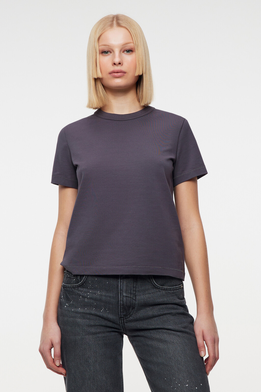 Футболка TTOP хлопковая базовая - цвет серый - 1