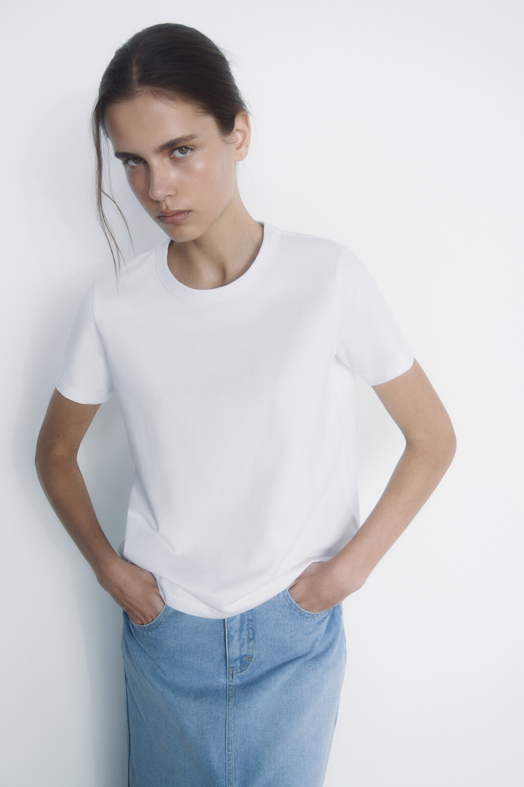 Футболка TTOP хлопковая базовая - цвет белый - 7