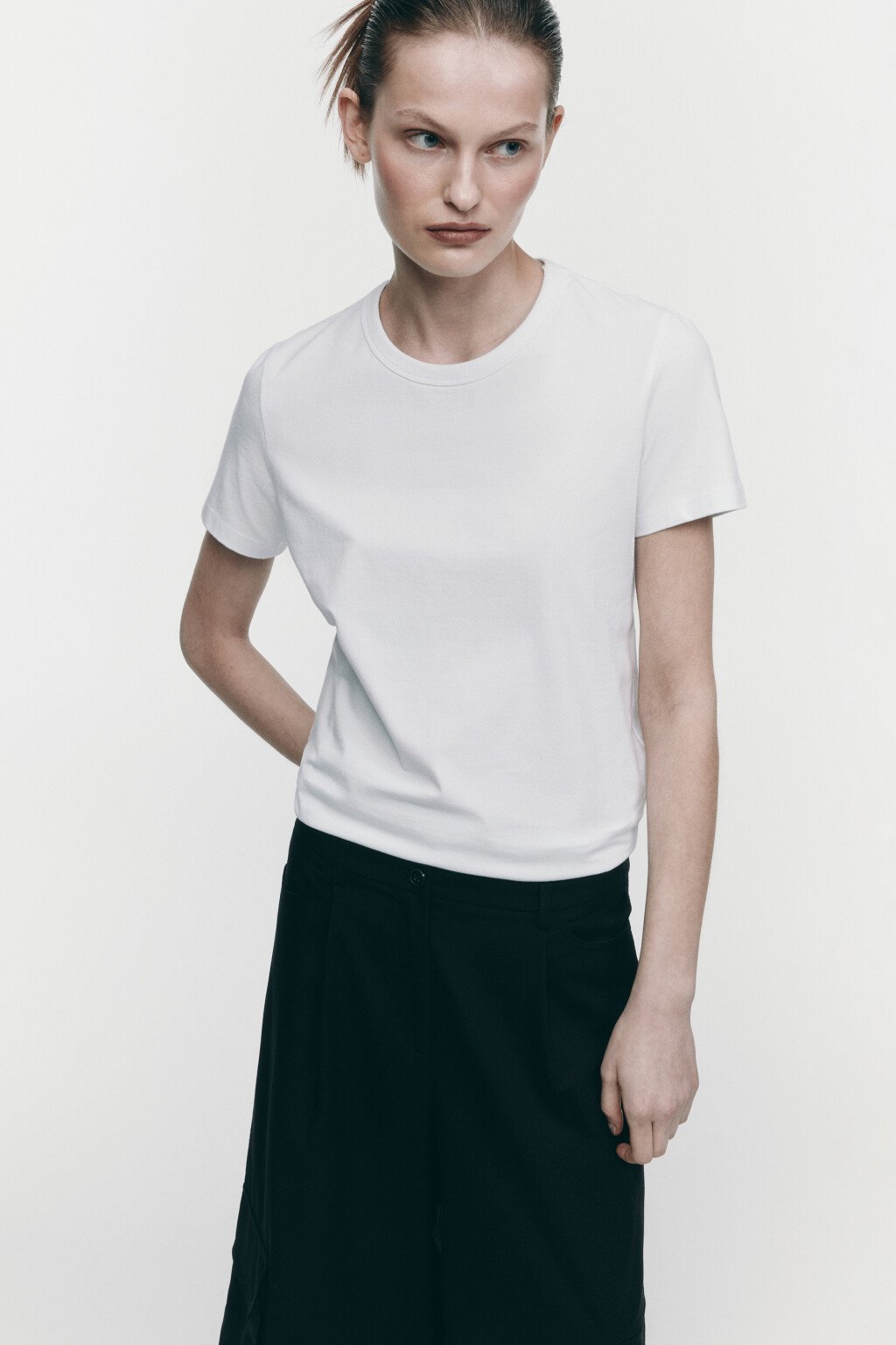 Футболка TTOP хлопковая базовая - цвет белый - 1