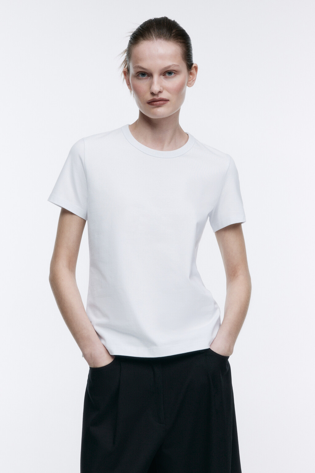 Футболка TTOP хлопковая базовая - цвет белый - 2