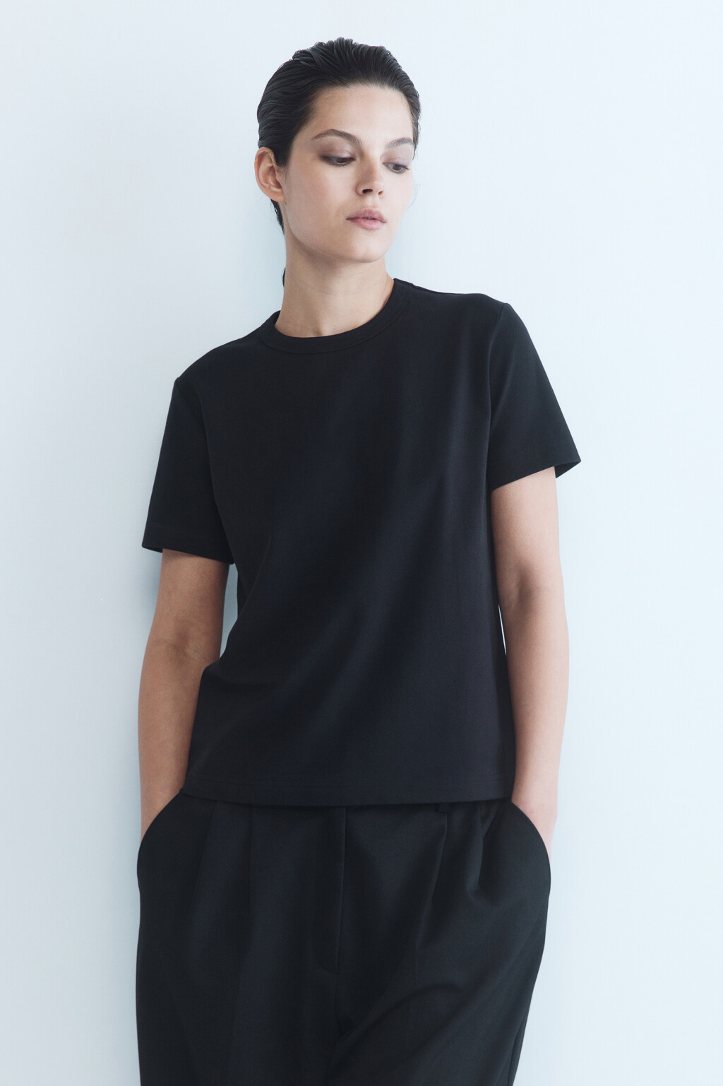 Футболка TTOP хлопковая базовая - цвет черный - 2