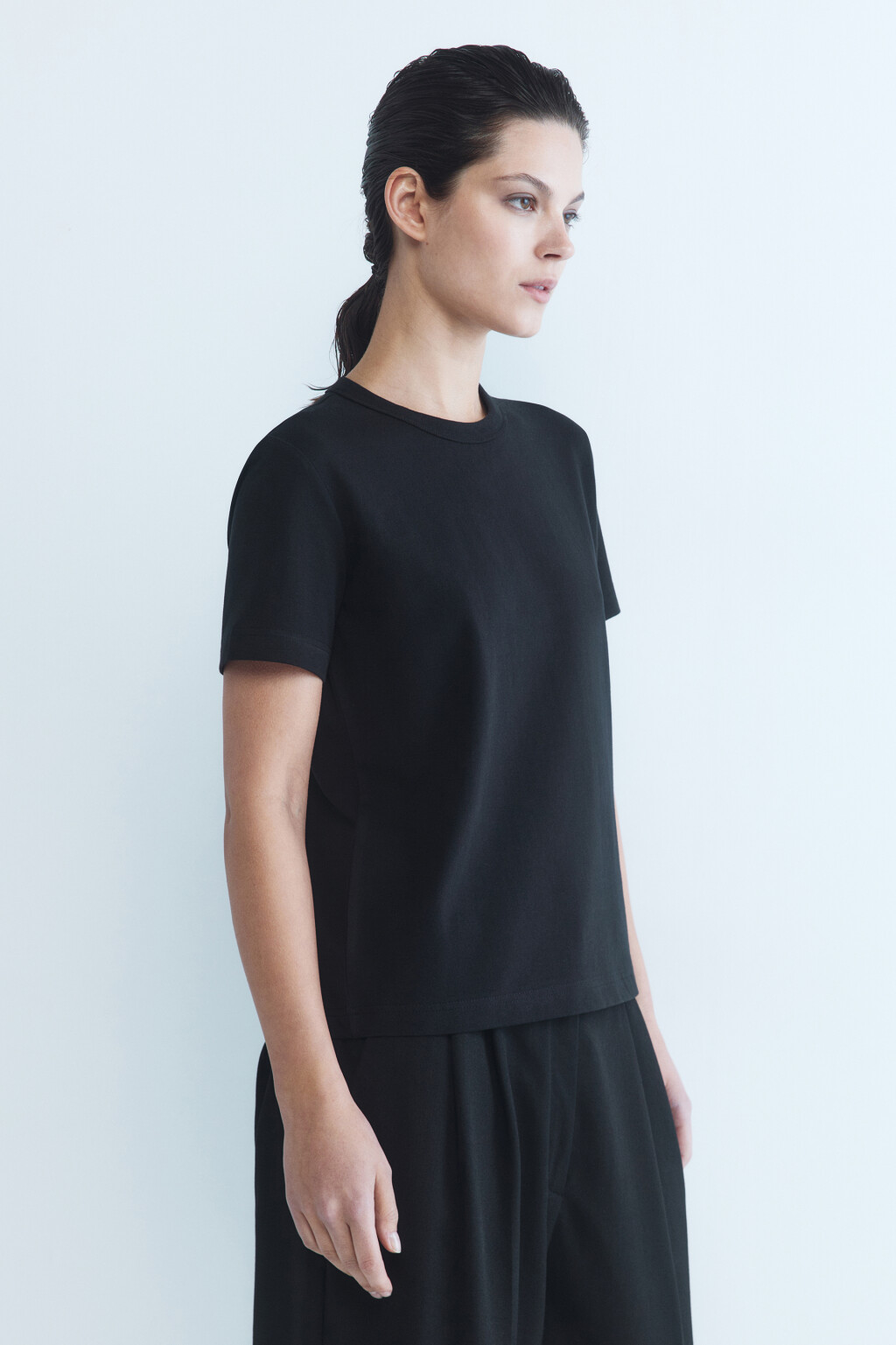 Футболка TTOP хлопковая базовая - цвет черный - 3