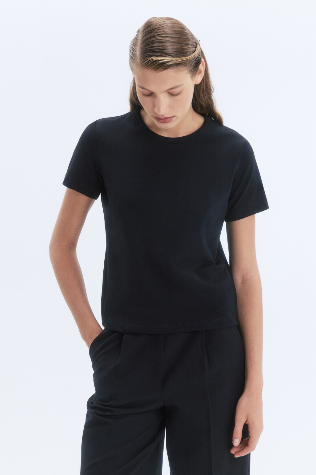 Футболка TTOP хлопковая базовая - цвет черный - 2