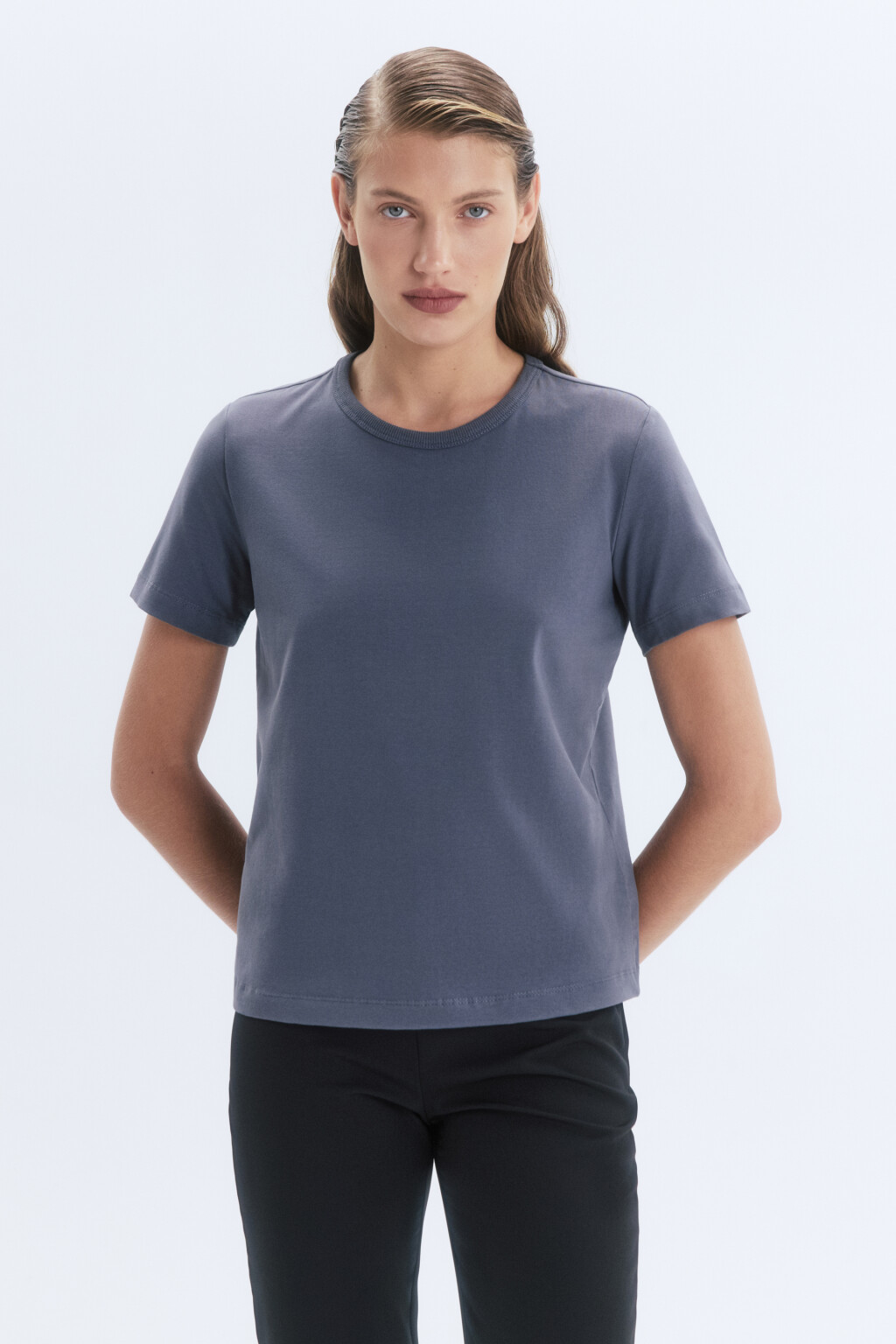 Футболка TTOP хлопковая базовая - цвет серый - 2