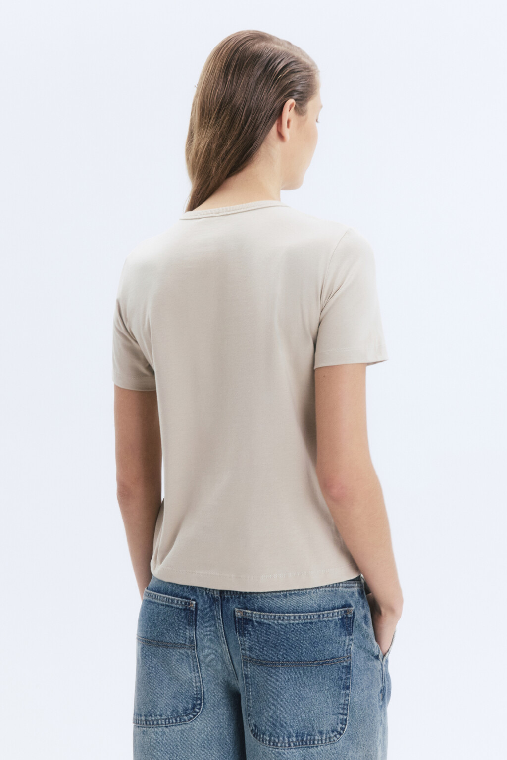 Футболка TTOP хлопковая базовая - цвет бежевый - 4