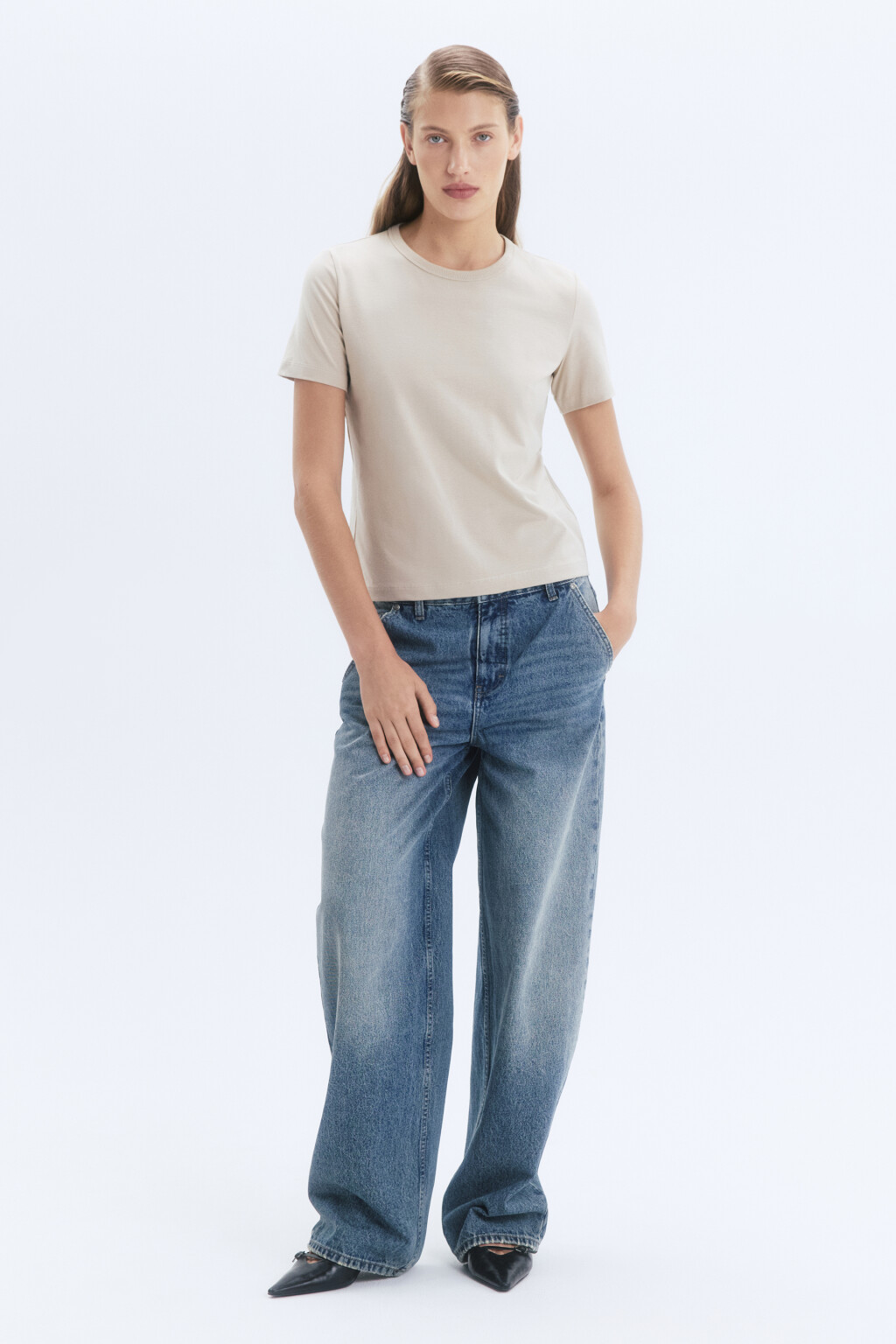 Футболка TTOP хлопковая базовая - цвет бежевый - 5