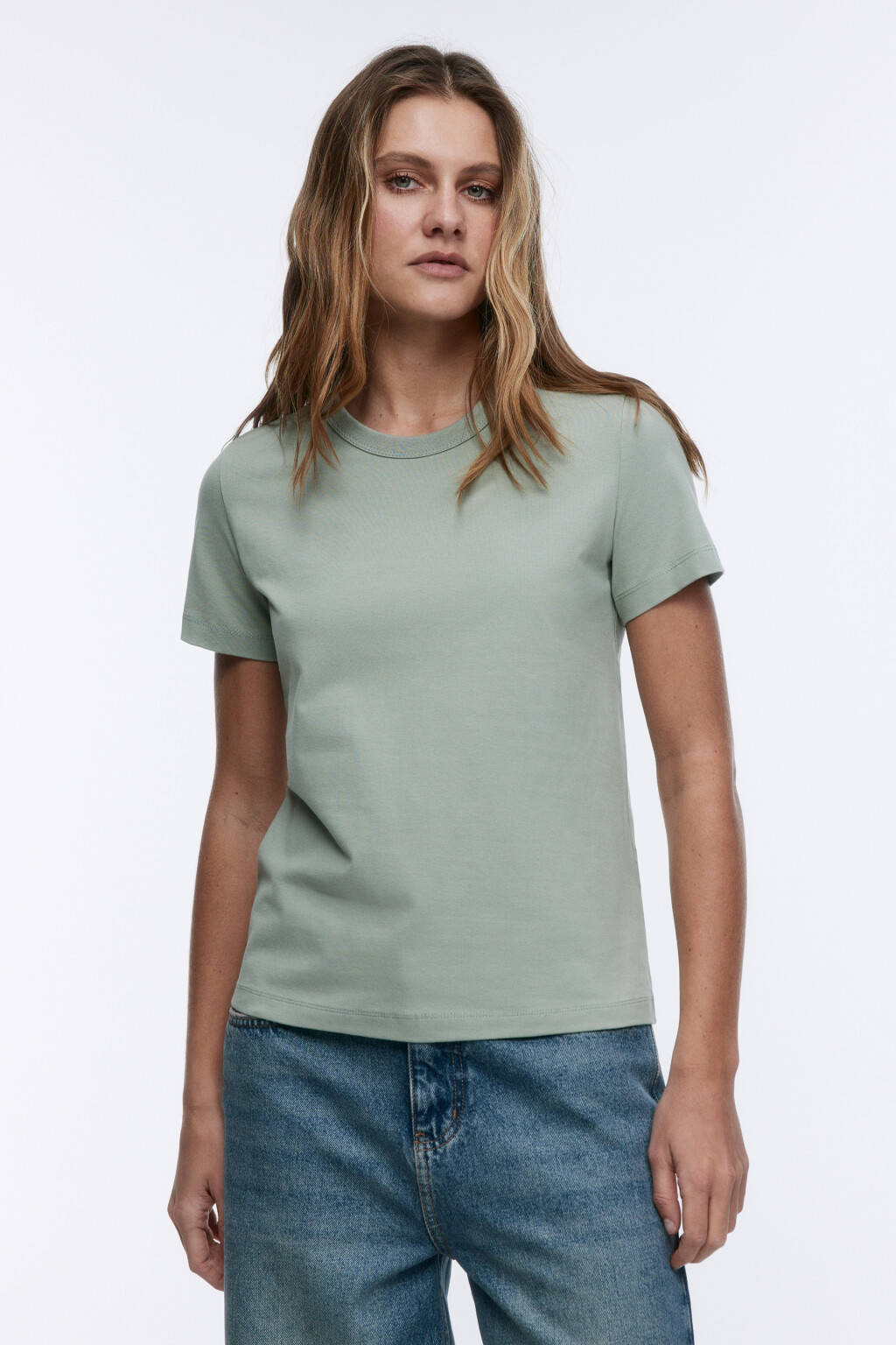 Футболка TTOP хлопковая базовая - цвет голубой - 2