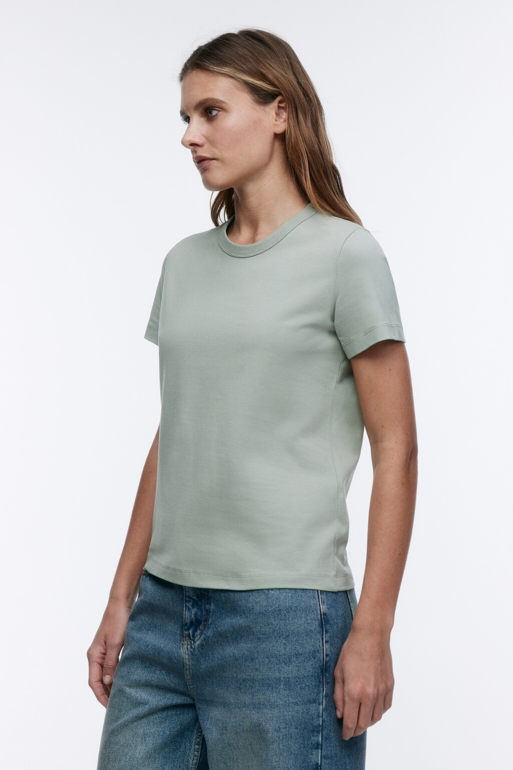 Футболка TTOP хлопковая базовая - цвет голубой - 3