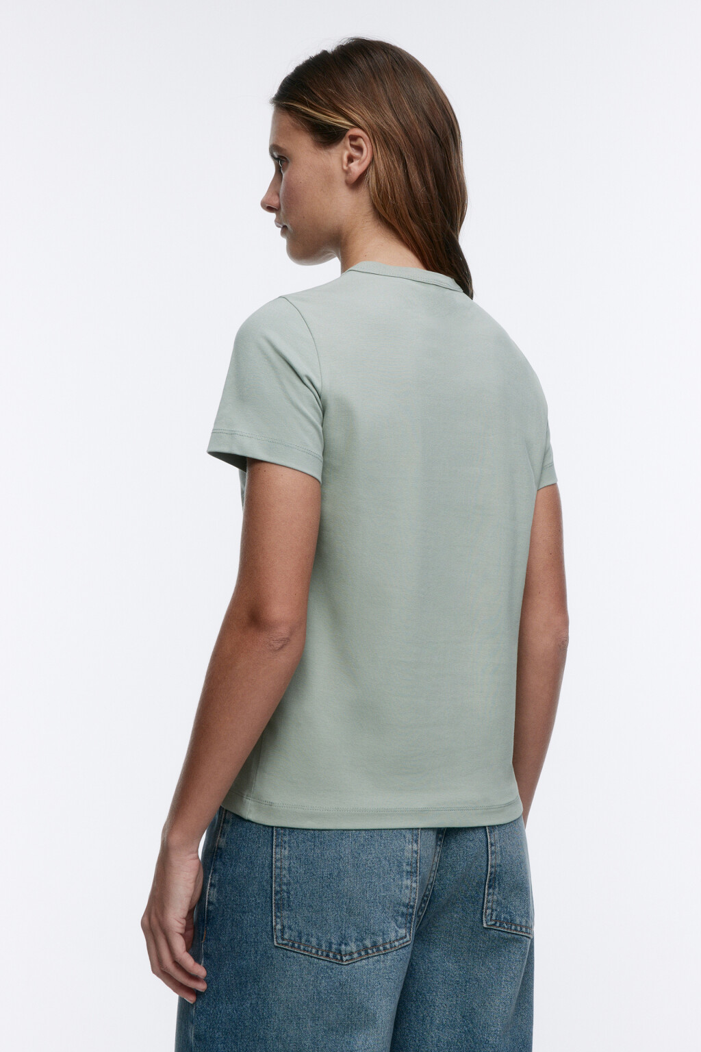 Футболка TTOP хлопковая базовая - цвет голубой - 4