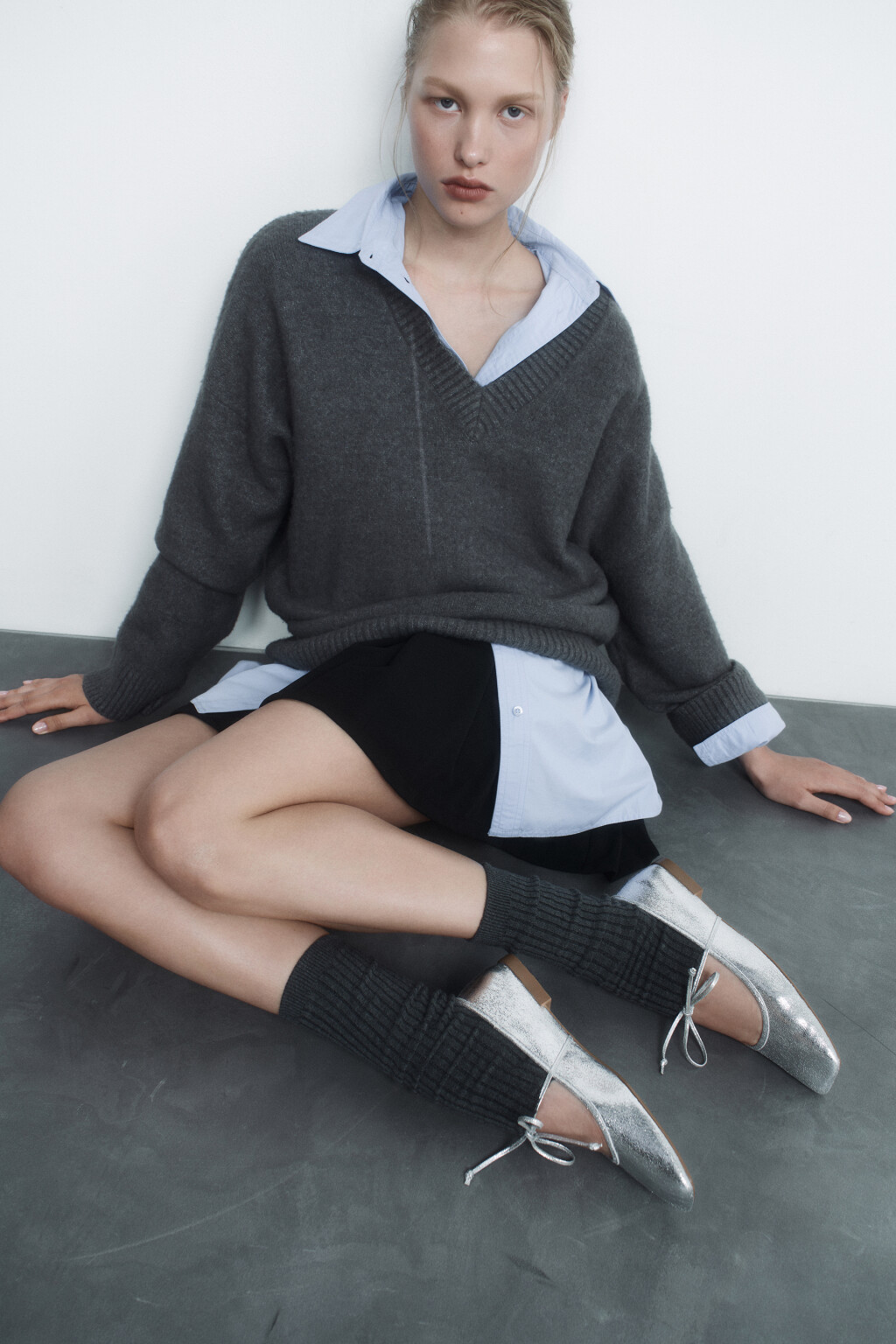 Юбка-трапеция мини плиссированная в крупную складку - цвет черный - 9