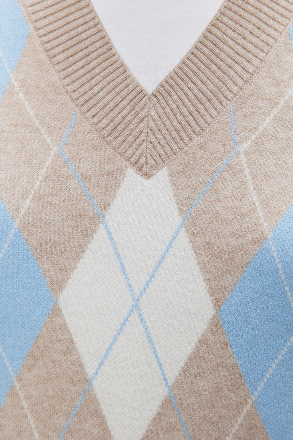 Жилет VEST вязаный жаккардовый с V-вырезом - цвет бежевый - 5