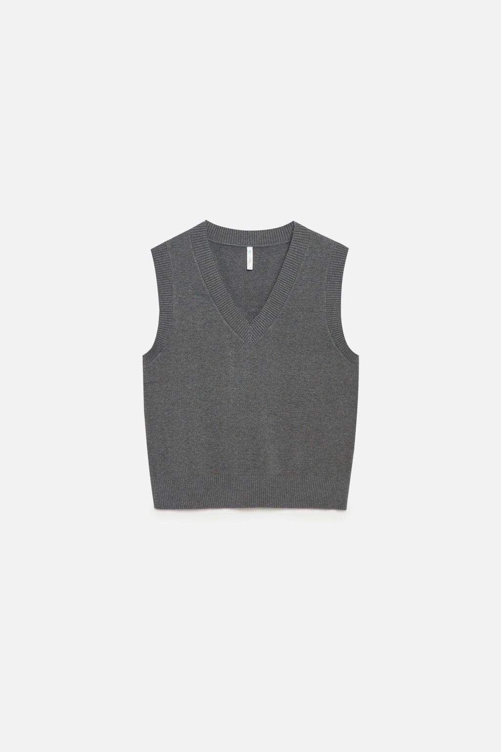 Жилет вязаный жаккардовый с V-образным вырезом - цвет серый - 10