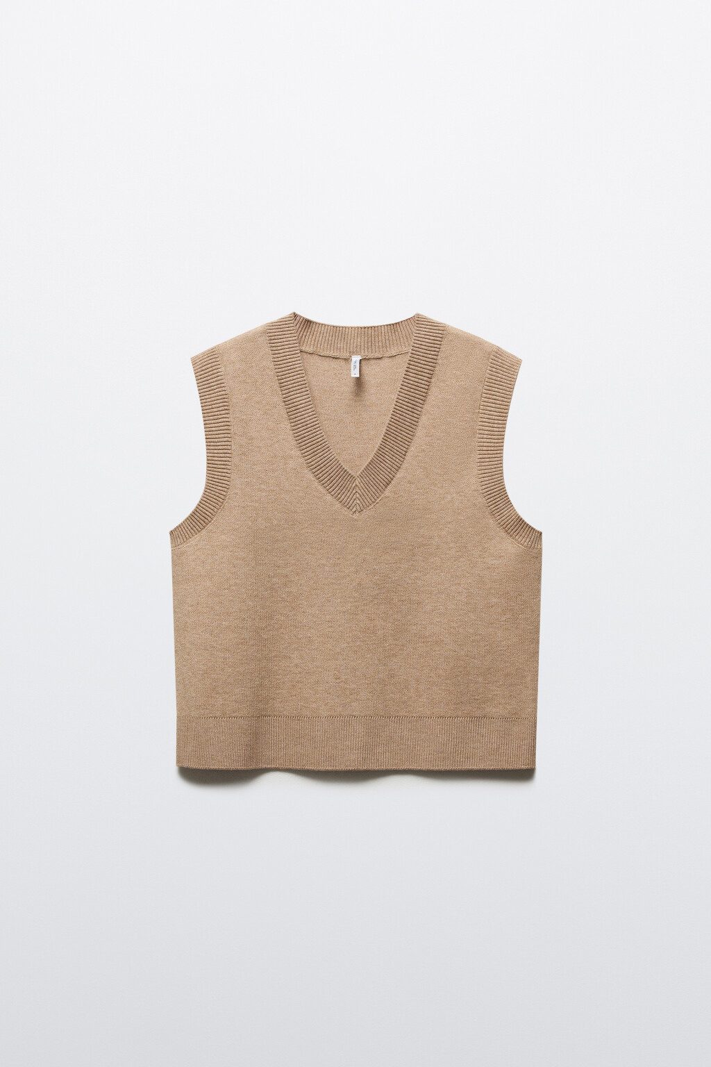 Жилет из вязаного трикотажа - цвет бежевый - 8