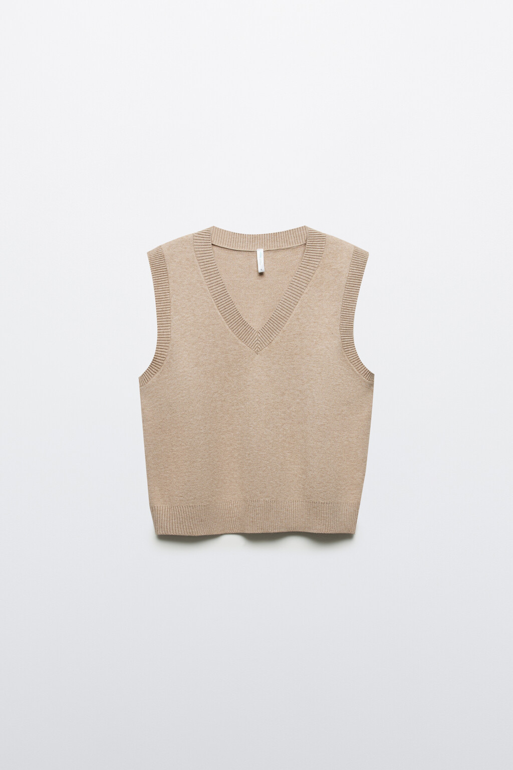 Жилет из вязаного трикотажа - цвет бежевый - 7