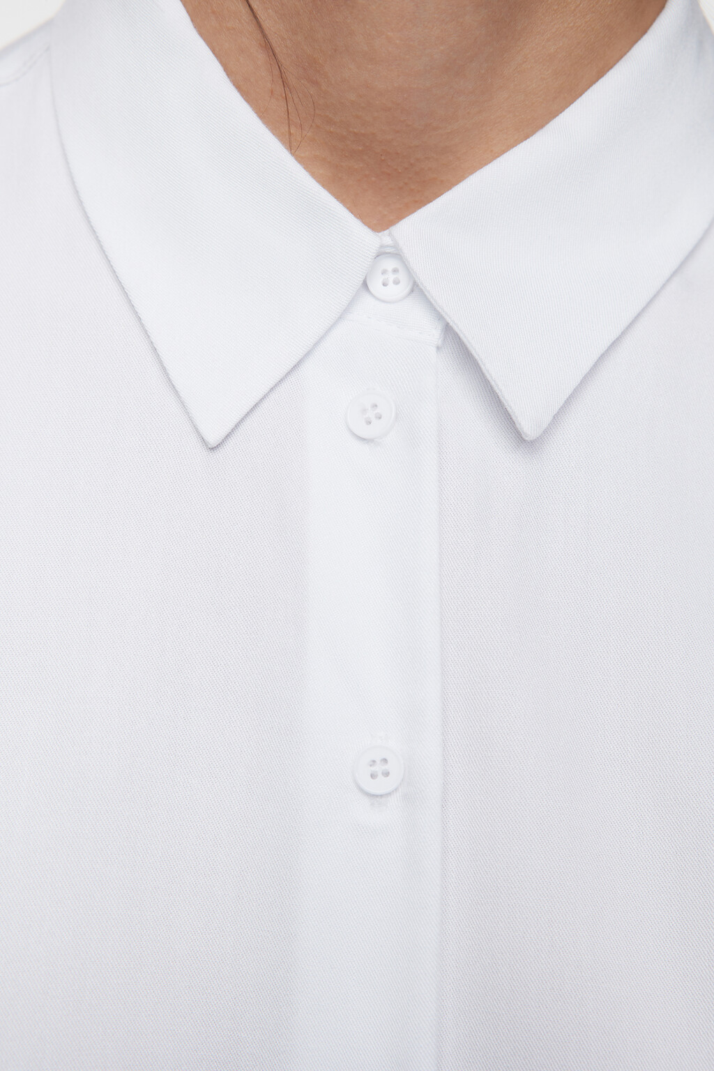 Блузка-рубашка ViShirt базовая из вискозы - цвет белый - 4