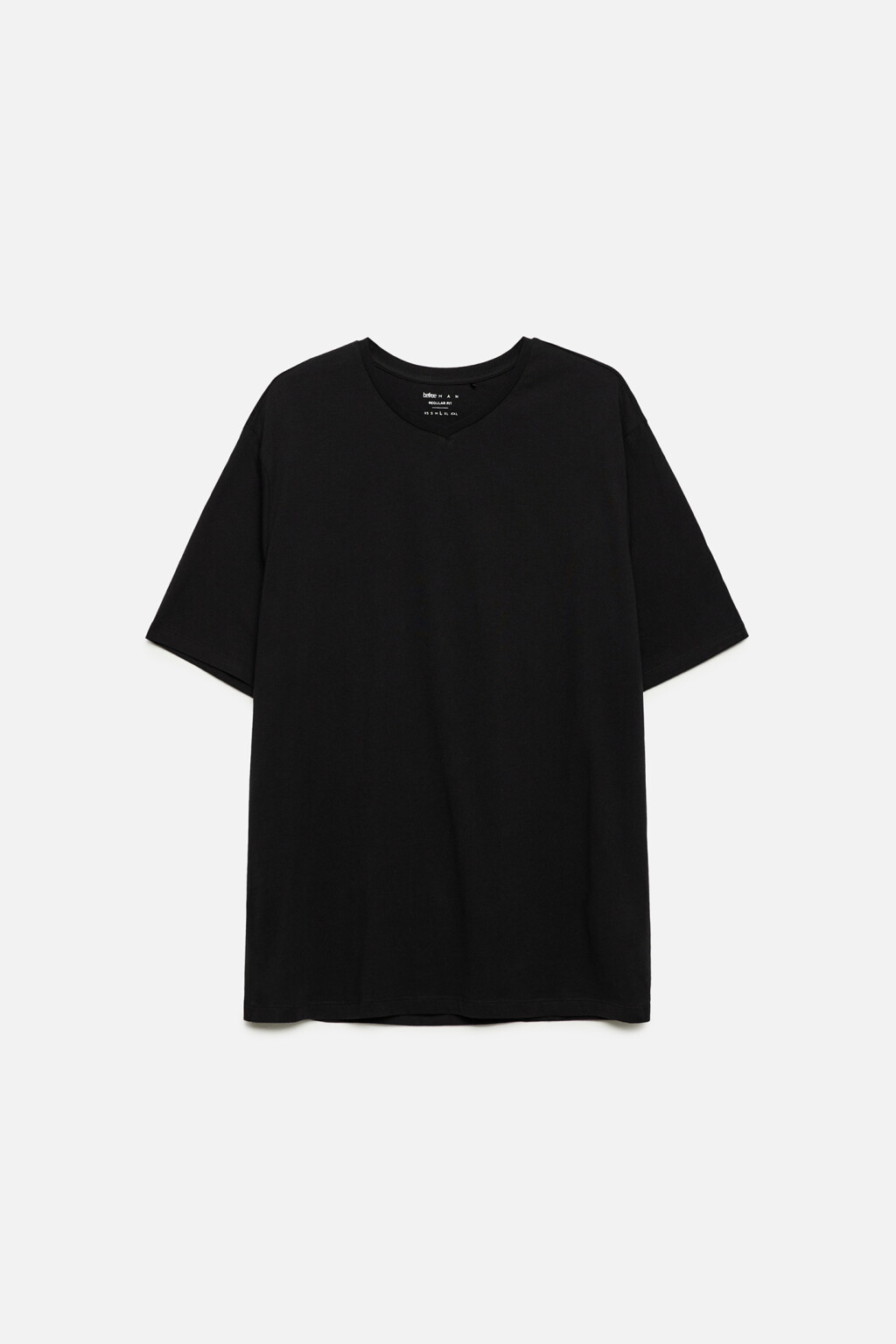 Футболка прямая хлопковая с V-вырезом - цвет черный - 7