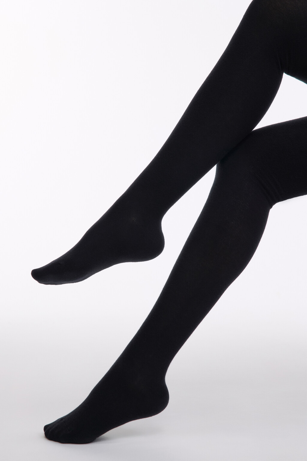 Колготки теплые вязаные из модала - цвет черный - 1
