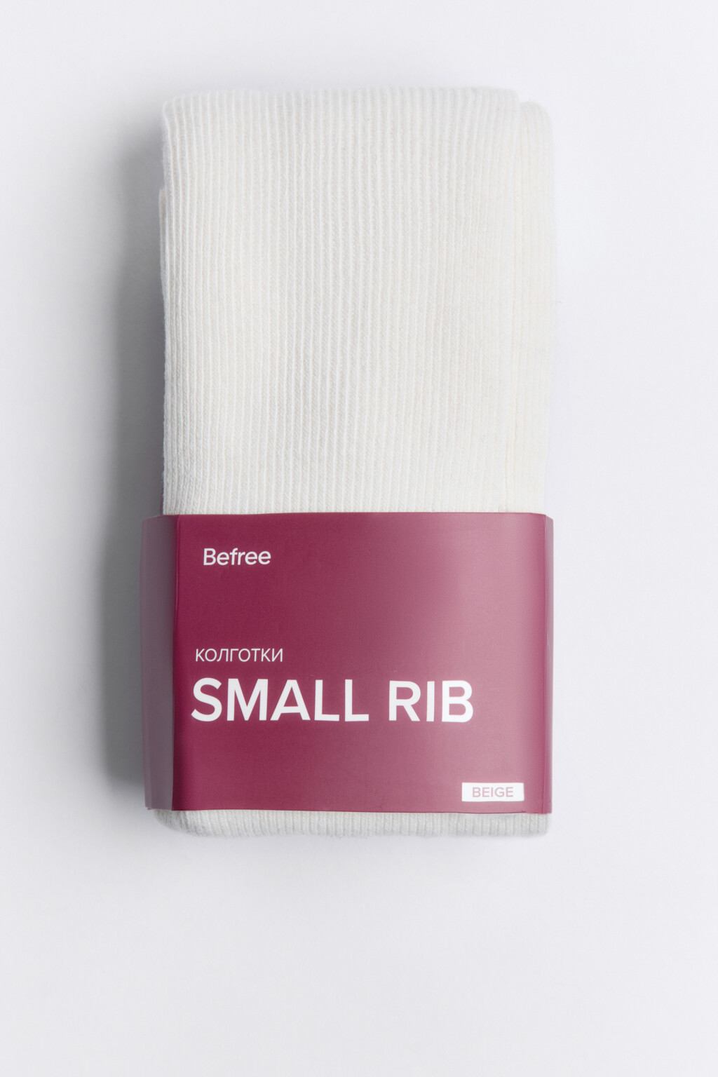 Колготки теплые вязаные в рубчик - цвет ванильный - 1