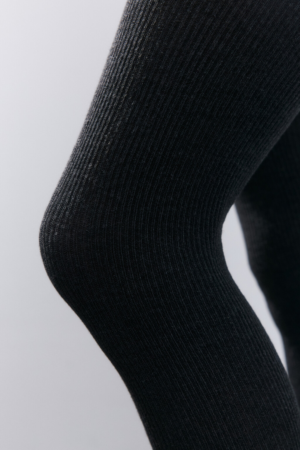 Колготки теплые вязаные в рубчик - цвет серый - 4