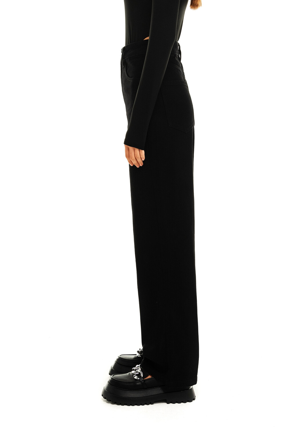 Джинсы широкие с высокой посадкой - цвет черный - 3