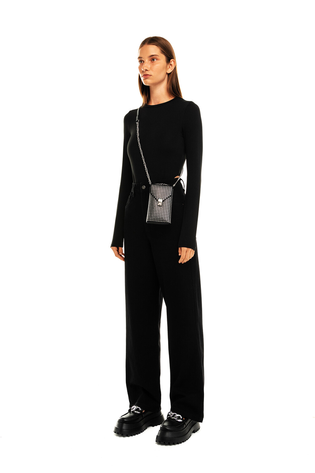 Джинсы широкие с высокой посадкой - цвет черный - 4