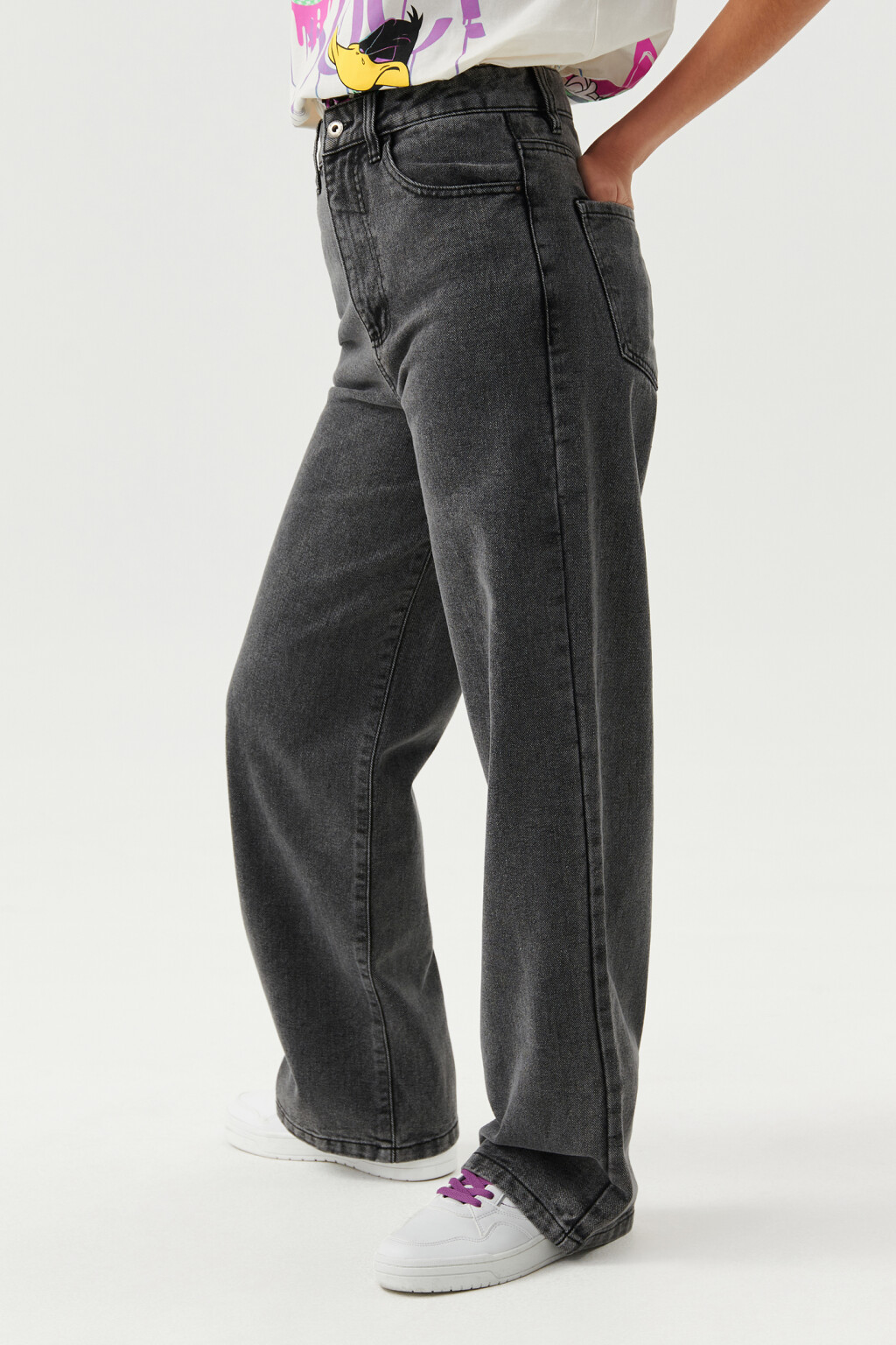 Джинсы-трубы с высокой посадкой - цвет серый - 3