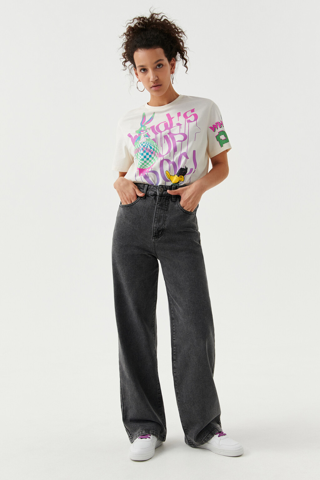 Джинсы-трубы с высокой посадкой - цвет серый - 4