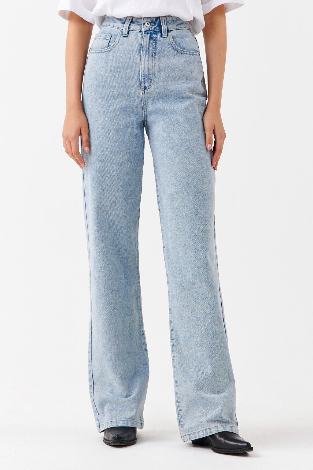 Джинсы WIDE широкие с высокой посадкой - цвет голубой - 1