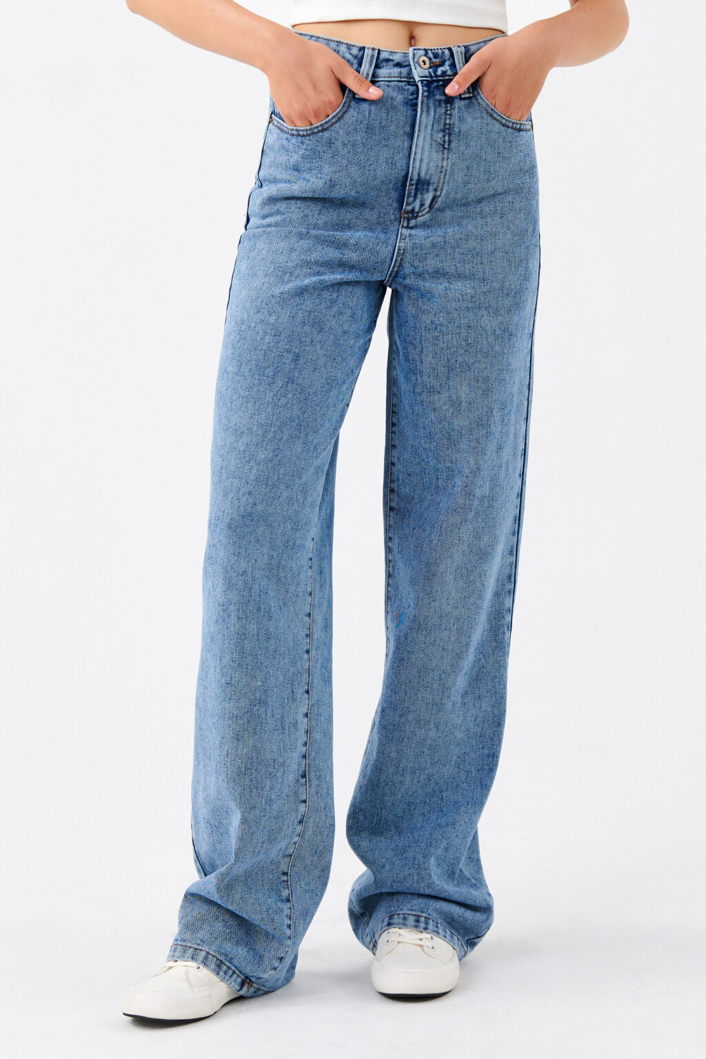 Джинсы WIDE широкие с высокой посадкой - цвет голубой - 1