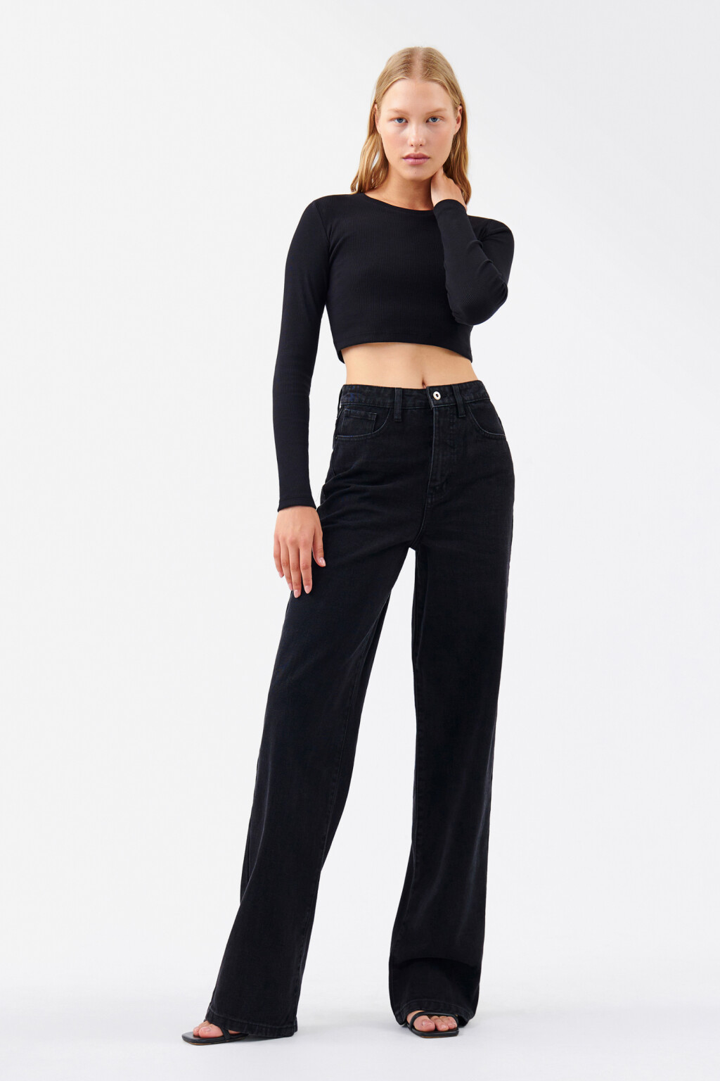 Джинсы WIDE широкие с высокой посадкой - цвет черный - 4